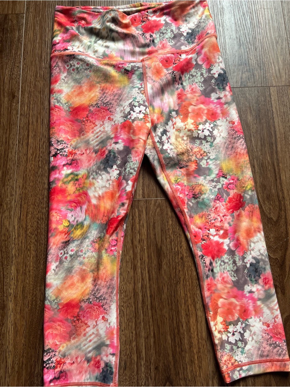 Athleta Elation Capri Coral Pink Multi Floral Leggings